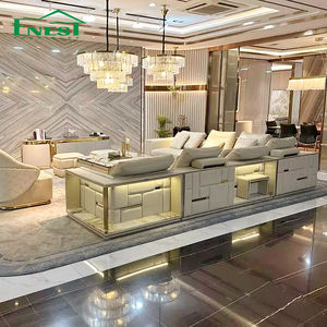 โซฟาหนังรูปตัวแอลสีเบจสุดหรูทันสมัย 7 ที่นั่ง แบบโมดูลาร์ สำหรับห้องนั่งเล่นในวิลล่า พร้อมเบาะฟองน้ำ - Product Image 5