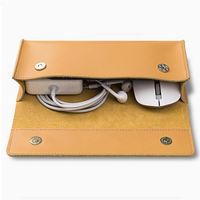 Bolsa de viaje digital con logotipo y texto personalizado, organizador de cargador de cables, clasificación, almacenamiento separado, accesorios de viaje, cuero