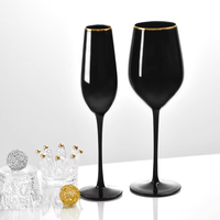 Verres à vin rouge en cristal soufflé à la main avec logo personnalisé, bordure dorée de luxe, pied long et design écologique
