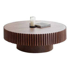 Mesa de té redonda de madera maciza para apartamento pequeño moderno de mediados de siglo, mesa de té de chapa de nogal para sala de estar Retro LD526 - Product Image 6
