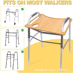 Wooden Multifunctional Walker Tray Foldable For <b>Elderly</b> Food <b>Mobile</b> Phone Holder Portable Lightweight - Product Image 2