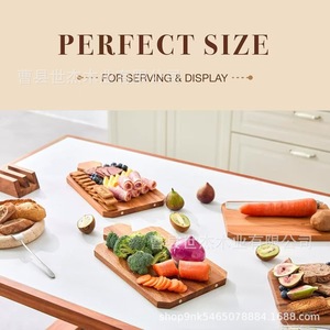 Planche à découper en bois avec poignée, rectangulaire, en bois massif, pour la cuisine à domicile, plateau de présentation - Product Image 4