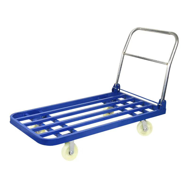 Werkplaats Magazijn Pull Cargo Omzet Belasting Slijtvaste Casters Vierkante Buis Trolley Ijzeren Plaat Kleine Flatbed Kar