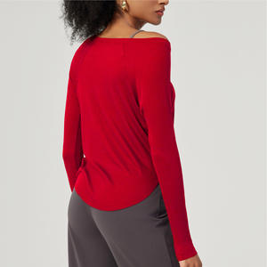 <span class=keywords><strong>T</strong></span>-shirt côtelé à manches longues pour femme, coupe ample, respirant et à séchage rapide, en Spandex/Nylon, idéal pour le yoga et la danse, toutes saisons, transfrontalier - Product Image 2