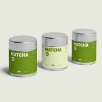 Boîte en fer blanc ronde personnalisée pour matcha, 30g 40g, qualité alimentaire, vide, argentée, pour café, matcha, thé, emballage en gros