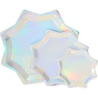 Assiette en papier moderne en forme d'octogone holographique Fournitures de fête découpées pour vaisselle et décorations Vente chaude