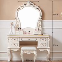 Ensemble coiffeuse et miroir de style européen antique avec tabouret, table de maquillage en bois de haute qualité
