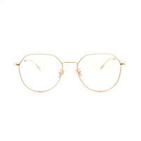 Lunettes de style polygonal pour femmes, équipées d'un cadre métallique durable et d'une lentille en PC HD transparente