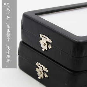Vetro in pelle nera con serratura portatile con Display a <span class=keywords><strong>diamante</strong></span> sfuso in plastica in pelle sintetica con pietre preziose - Product Image 3