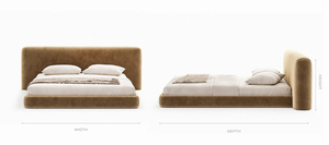 Camas Modernas Italianas Minimalistas Tapizadas en Tela Sintética con Colchón de Látex, Cómodas y Suaves - Product Image 6