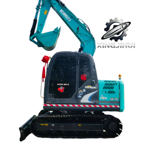 Excavatrice d'occasion Kobelco 75-8, marque japonaise d'origine, 7 tonnes, petite taille, chenilles en caoutchouc, mini-excavatrice. - Product Image 1