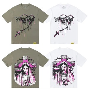 Camiseta de Manga Corta para Hombre, 100% Algodón, de Alta Calidad, Hombros Caídos, Estampada, Escaneable - Product Image 3