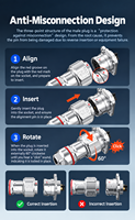 Prise USB étanche IP68 avec coque métallique plaquée or, montage sur panneau, pour données et alimentation, idéale pour l'équipement industriel