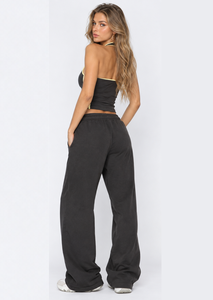 Ensemble de jogging décontracté pour femme avec logo personnalisé, débardeur et pantalon large imprimés en sérigraphie - Product Image 2