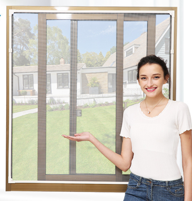 Modern Fiberglass Magnetic Closure Window Screen with PVC Frame Insect Resistant Home Use Curtain