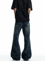 Pantalon en jean décontracté et tendance, style vintage, plissé, à volants, texture fourrure de chat, respirant, pour le printemps, l'été et l'automne
