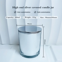 Pot à bougie en verre galvanisé vide de luxe Conteneur à bougie d'aromathérapie avec couvercle miroir argenté pour la fabrication de bougies