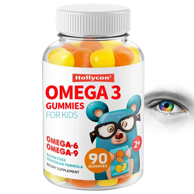 Omega 6 9 DHA çocuk beyin takviyesi kalp ve vizyon desteği ile glutensiz çocuklar Omega 3 Gummies