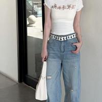 Ceinture en cuir gothique à boucle ardillon en alliage, style Y2K, forme géométrique, noir et blanc, personnalisée, pour jeunes, mode rétro, vente en gros