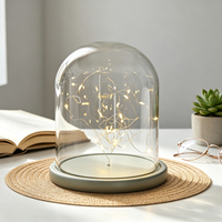 Base en bois gris avec éclairage LED pour dôme en verre, support de fleurs préservées, présentoir pour la maison, directement de l'usine