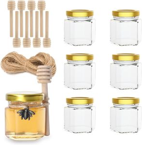 High Quality 45ml Mini Hexagon Honey Jar With Gold Lid for Gifts Wedding Favors Honey Jams Jelly Candy - Product Image 1