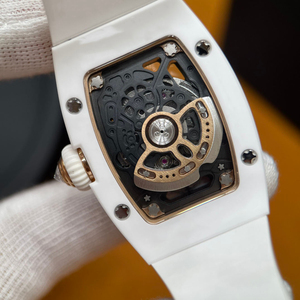 RM 07-01 Style Women <b>Watch</b> 31mm White Ceramic Tonneau Case Diamond Bezel Automatic Mechanical Wristwatch - Product Image 6