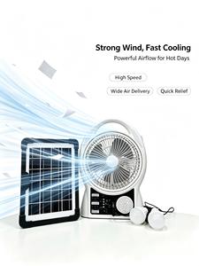 Popular Design Two <b>Solar</b> Camping Fan <b>Light</b> <b>Solar</b> Charging Fan Camping <b>Light</b> Mechanical Desk <b>Solar</b> Fan - Product Image 1