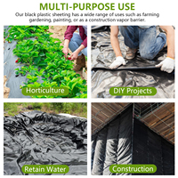 Rouleau de feuille de plastique noir 10 mil 10 'x 100' Film de polyéthylène pour tissu de chute, construction de barrière de vapeur de béton de barrière de mauvaises herbes