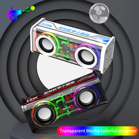 Nuevos Altavoces Transparentes de Doble Bocina para Computadora, Subwoofer Portátil para Exteriores, Inalámbrico BT 5.3, Iluminación LED RGB, para Teléfono Móvil