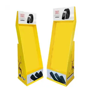 Dobrável POP up Cardboard Floor Gloves Display Stand com Peg Ganchos para pendurar itens