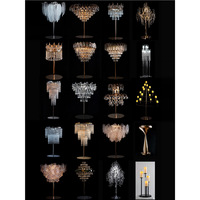 Décorations de mariage de luxe : Bandes de glace en cristal électroplaqué, vase à fleurs de table, ornements en fer forgé pour scène de salle et table de réception