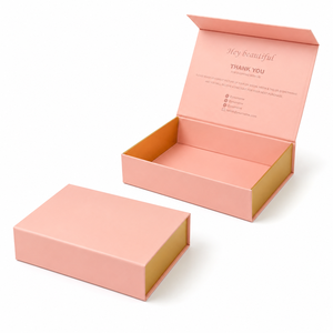 Pink Rigid Cosmetic <b>Box</b> With Gold Foil Logo And Custom Interior Design For High-End Packaging - Product Image 2
