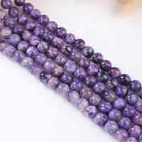 Perles rondes en charoïte violette, pierre naturelle polie, pierres précieuses, pour la fabrication de bijoux, bracelets en perles DIY, colliers tendance