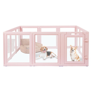 Cerca de acrílico rosa cuadrada para gatos y perros, con cierre de gancho y bucle, para uso en tiendas de mascotas, para perros pequeños/medianos, Bichón - Product Image 1