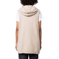 Cardigan à capuche en tricot pour femme, en laine mélange, sans manches, entièrement zippé, doux et ample, avec logo personnalisé OEM & ODM, vente en gros