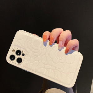 เคสโทรศัพท์หนังแกะลายดอกคามิลเลียลายนูนหรูหรา Zenos ฝาครอบหนังแท้แบบเรียบง่ายสำหรับ iPhone ผู้หญิง - Product Image 5