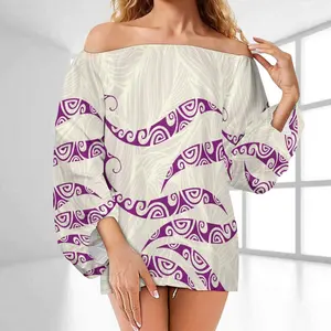 Женская одежда для Гаваи, блузка с длинным рукавом из молочного шелка, рубашка, топы, женская модная офисная блузка с открытыми плечами