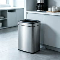 HONGDEC Double Layer square Open Top Waste Bin Liner Retaining Ring Waterproof Fingerprint Proof Hidden Trash Can