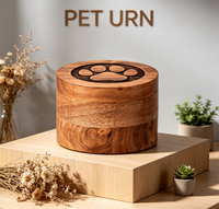 Urne funéraire décorative en bois d'acacia de qualité supérieure, artisanale, pour cendres commémoratives, urne pour animaux de compagnie pour chiens et chats bien-aimés
