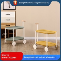 Table d'appoint de canapé en forme de lune, chariot de style nordique crème pour salon, table basse mobile avec étagère de rangement, fabriquée sur mesure par le fabricant