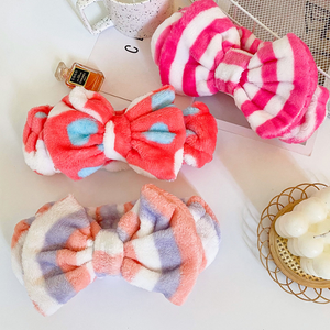 Nouveau femmes belle douce Carol polaire grand nœud papillon maquillage cosmétique douche élastique moelleux <span class=keywords><strong>bandeau</strong></span> avec couvre-<span class=keywords><strong>oreille</strong></span> - Product Image 6