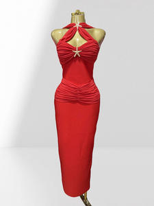 Nuovo arrivo di serie autunno e inverno festa di moda Golden Starfish <span class=keywords><strong>vestito</strong></span> a fasciatura rossa aderente senza maniche - Product Image 2