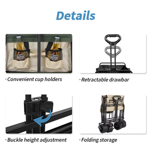 Chariot utilitaire pliable, capacité de 220 lb, chariot de plage et de parc robuste pour l'extérieur avec table pour le <span class=keywords><strong>jardin</strong></span>, le camping, les sports et les courses - Product Image 6