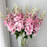 Plante artificielle de couleur rose, toucher réel, légère, branche et feuilles de Delphinium, parfumée, réaliste, décoration d'intérieur, faite à la main