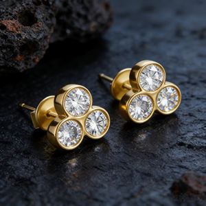 Aretes de Aro con 10 Diamantes Cultivados en Laboratorio de 14K Chapados en Oro, de Lujo para Hombres y Mujeres, Regalo para Bodas y Fiestas, Calidad VS - Product Image 2