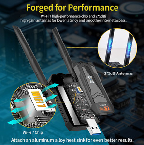 Clé USB Wi-Fi 7 sans fil 6 GHz + 5 GHz + 2,4 GHz, adaptateur Wi-Fi à très faible latence avec antenne pour jeux sur <span class=keywords><strong>PC</strong></span> pour Windows 11/10 - Product Image 5