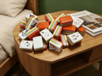 Jeu de Mahjong Américain en Acrylique à 4 Couches pour Halloween avec Tapis de Mahjong et Règle de Placement, Idéal pour Tous Types de Rassemblements