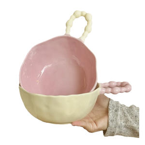 Bol à main en céramique de style coréen INS Cute Underglaze Color Soupe Noodle Salad Snail Bowl avec Sugar Bean Bead Dot Plate Dish - Product Image 5