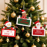 Décorations de Noël suspendues pour arbre de Noël, Père Noël avec panneaux Joyeux Noël, blanc, rouge et vert
