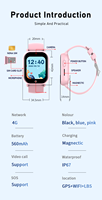 Reloj Inteligente Android Square 4G con GPS para Niños, Doble Tarjeta SIM, Videollamada, SOS, Resistente al Agua IP67, Correa de Silicona, Monitor de Sueño y Actividad Física